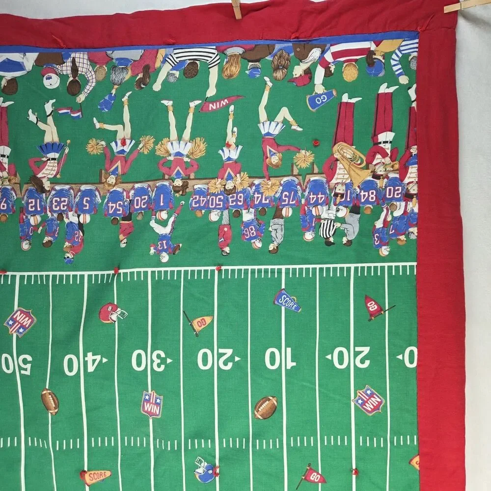 Vintage Handmade Football Field Children’s Comforter Blanket 56x40 Sports Theme